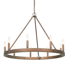 Golden 7412-9 CP - Wry Lighting Carraway 9-light Chandelier in Copper Patina