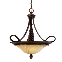 Golden 8106-3P CDB - Wry Lighting Torbellino 3-light Pendant in Cordoban Bronze and Remolino Glass