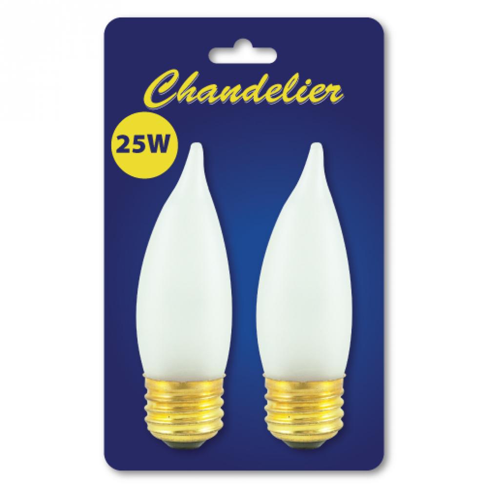 489025 25W CA10 FLAME FROST E26 120V 2PK BLISTER