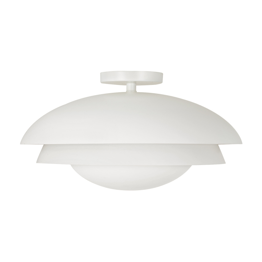 17.75" W x 9.25" H 1-LT Modern Tiered Dome Semi Flush in Matte White with Soft White Glass D