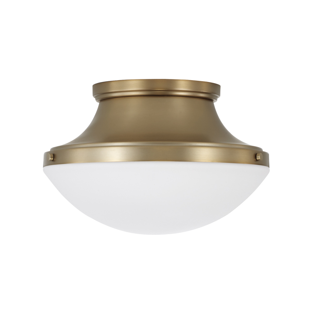 14" W x 9" H 3-Light Teardrop Flush Mount in Aged Brass with Soft White Glass