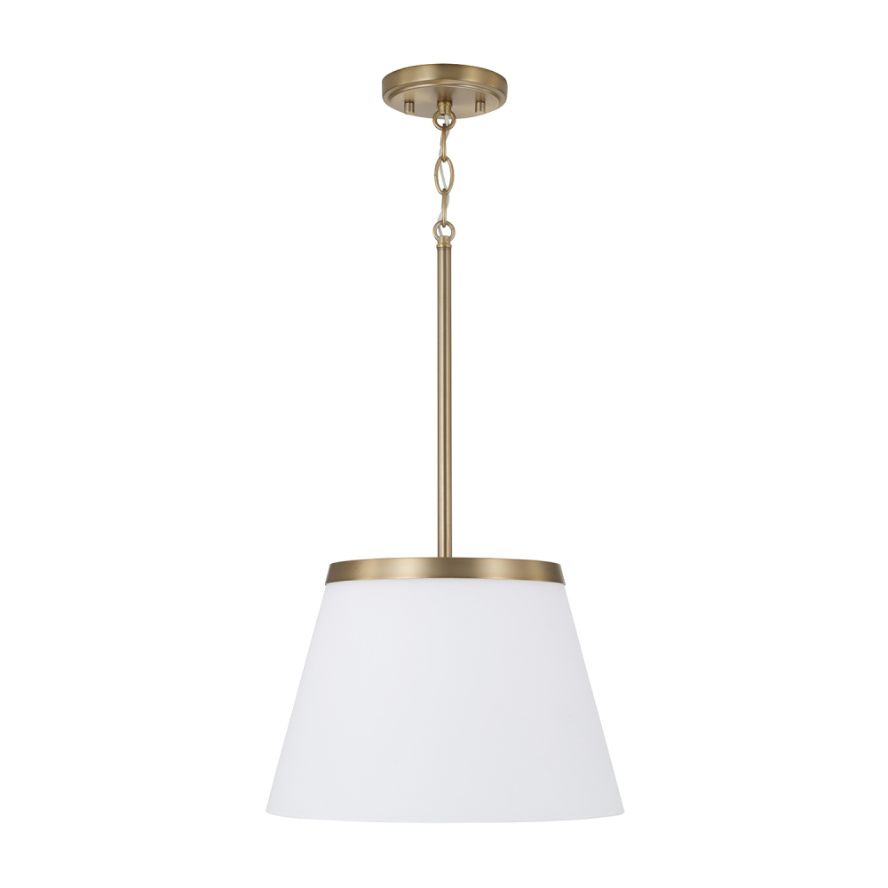 13.25" W x 9" H 1-Light Cone Pendant in Aged Brass with Soft White Glass