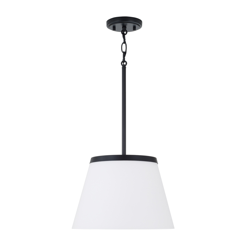 13.25" W x 9" H 1-Light Cone Pendant in Matte Black with Soft White Glass