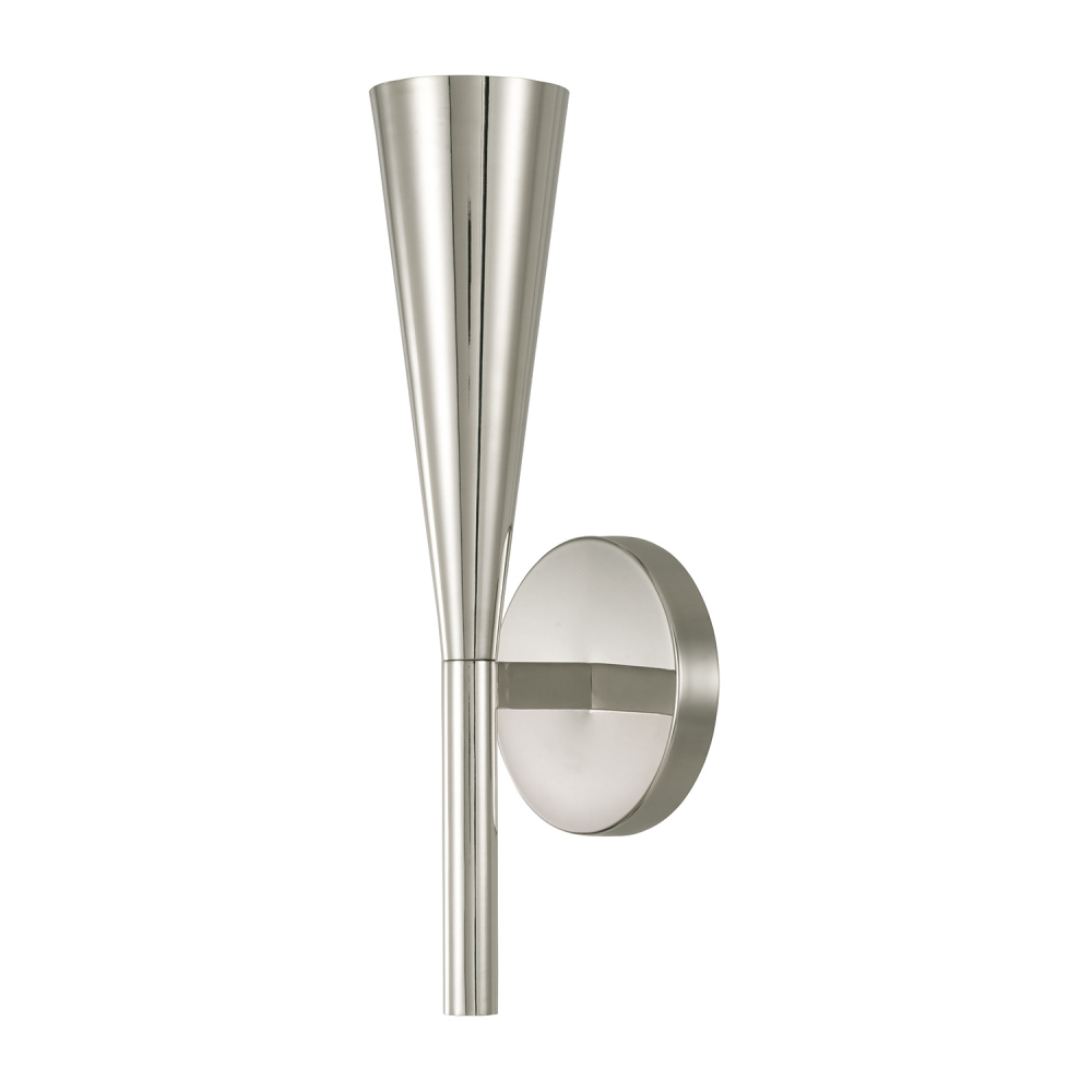 5" W x 15" H 1-Light Modern Tapered Sconce in Polished Nickel