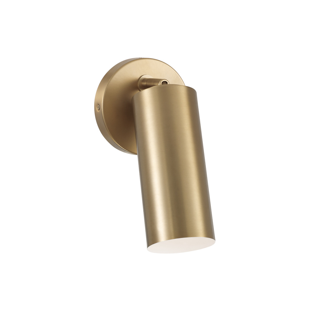 5" W x 9.75" H 1-Lt Adjustable Sconce in Aged Brass w/ Matte White
