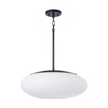 Capital 360511MB - 20" W x 8.25" H 1-Light Pendant in Matte Black with Soft White Glass Oval Globe