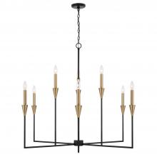 Capital 451991AB - 9-Light Chandelier in Black and Aged Brass with Interchangeable White or Aged Brass Candle Sleeves