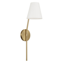 Capital 660611AW - 6.25" W x 23.25" H 1-Light Wallchiere Sconce in Aged Brass with Matte White Metal Shade