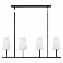 Capital 855241MB-550 - 4-Light Modern Linear Chandelier in Matte Black with Tapered Soft White Glass