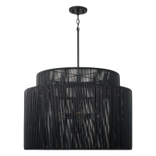 Capital 956341OK - 28.75" W x 20.25" H 3-LT Indoor Outdoor Pendant in Matte Black & Hand-wrapped Onyx Black Res