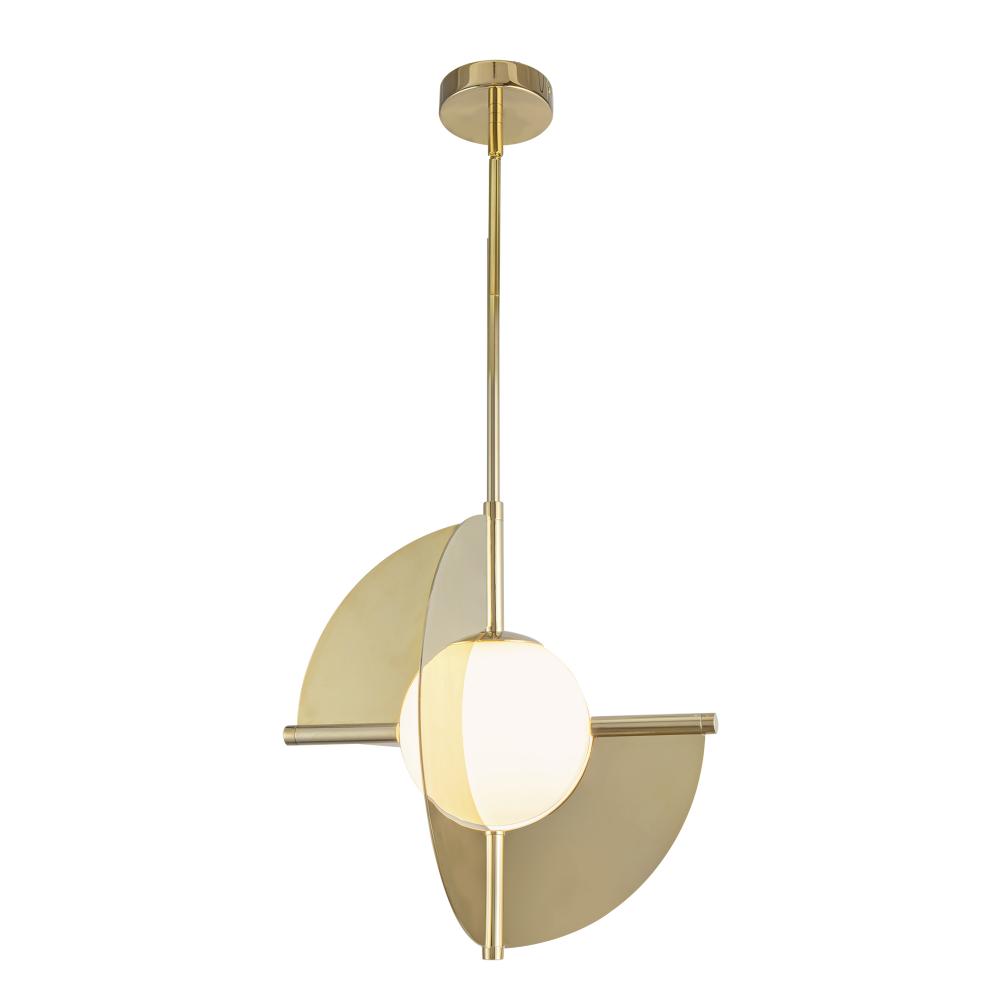 Scorpio 16-in Metallic Brass/Opal Glass LED Pendant