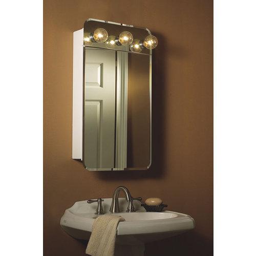 LaFayette, Surface Mount, 18-1/8 in.W x 32-3/8 in.H, Built-in Top Lights & beveled mirror.