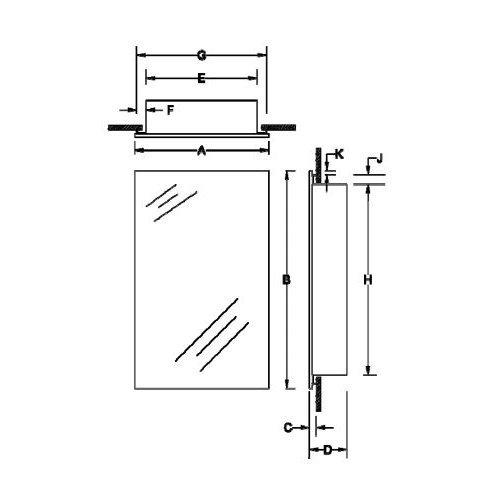 Basic Styleline, Recessed, 18 in.W x 24 in.H,  Mirror Door, Steel Trim.