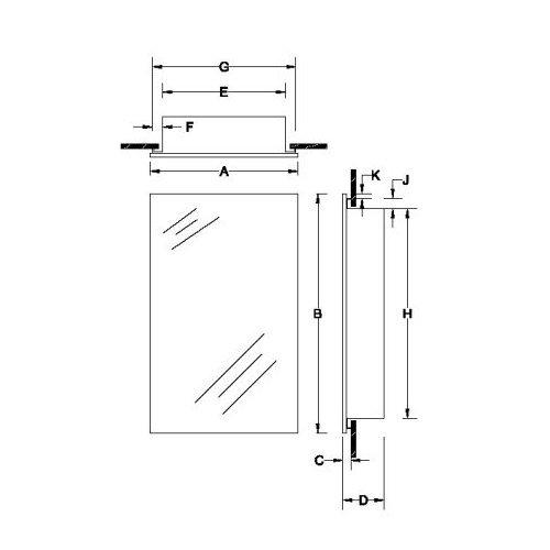 Basic Styleline, Recessed, 20 in.W x 30 in.H, Mirror Door, Steel Trim.