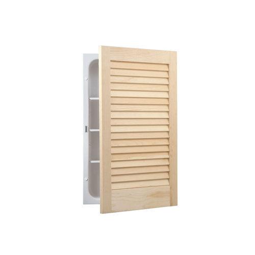 Basic Louver Door, Recessed, 16 in.W x 26 in.H, Unfinished Pine.