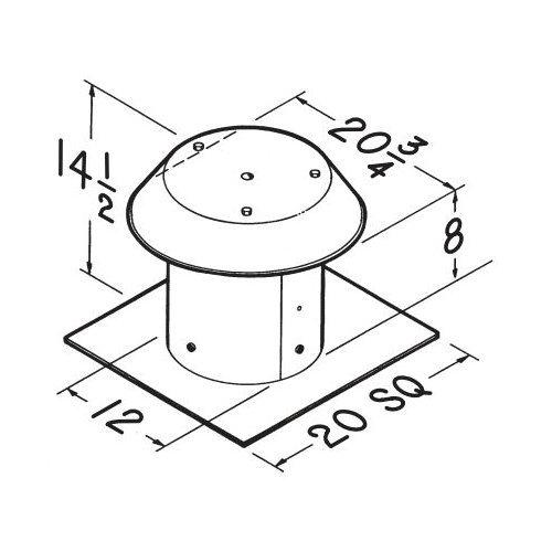 Roof Cap, For Flat Roof, Aluminum, Up to 12 in. Round Duct.