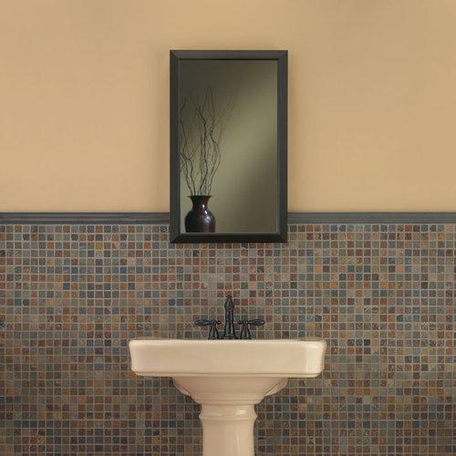 Specialty, Recessed, 13 in.W x 36 in.H, Oil-Rubbed Bronze Frame, Flat Mirrored Door.