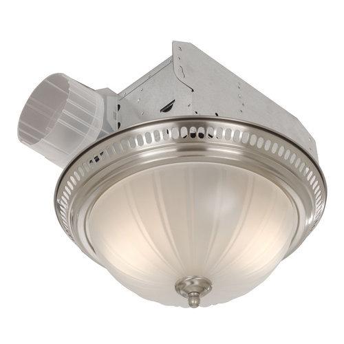 Decorative Fan/Light, Satin Nickel, Glass Globe, 70 CFM.