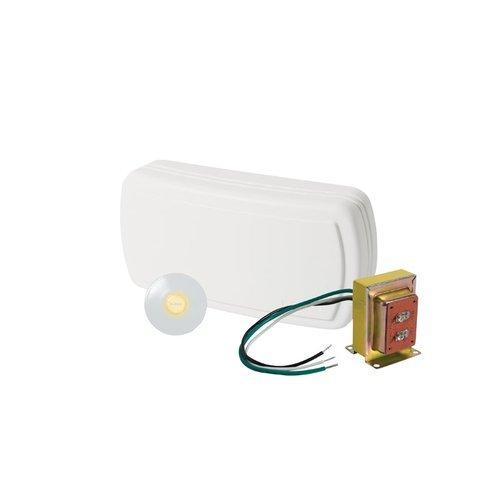 Chime, 1 lighted stucco pushbutton in white, 1 std. transformer.