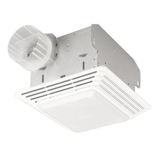 Heavy Duty Fan/Light. 50 CFM, 1.5 Sones. 100W Incandescent Light (bulb not included) Type IC.