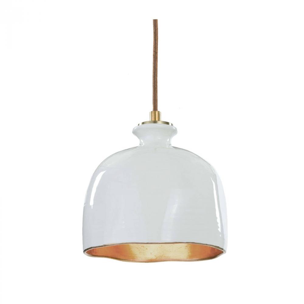 Regina Andrew Bianca Ceramic Pendant (Gloss White and Gold)