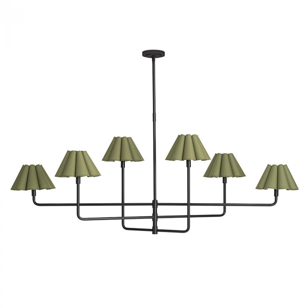 Regina Andrew Polly Metal Chandelier (Blackened Brass with Green Scalloped Shade)