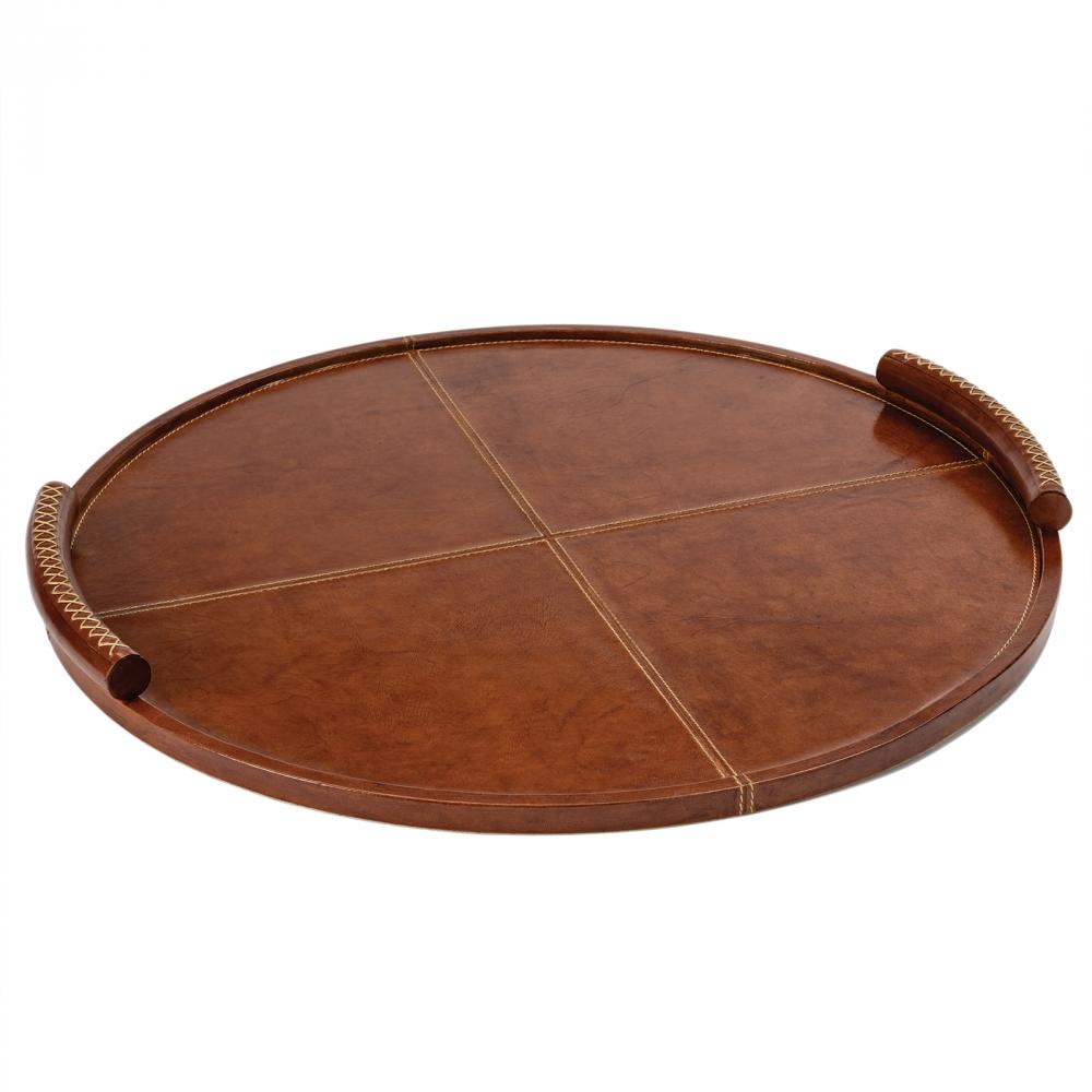 Regina Andrew Forte Leather Tray Round Large (Tan)