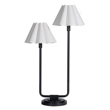 Regina Andrew 13-1691BB-WT - Regina Andrew Polly Double Arm Table Lamp (Blackened Brass with Linen Scalloped Shade)