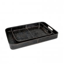 Regina Andrew 20-1504BLK - Regina Andrew Derby Rectangle Leather Tray Set (Black)