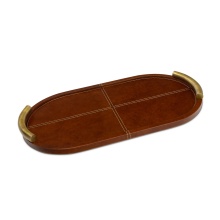 Regina Andrew 20-1690TAN - Regina Andrew Hayes Leather Tray Oval (Cognac)