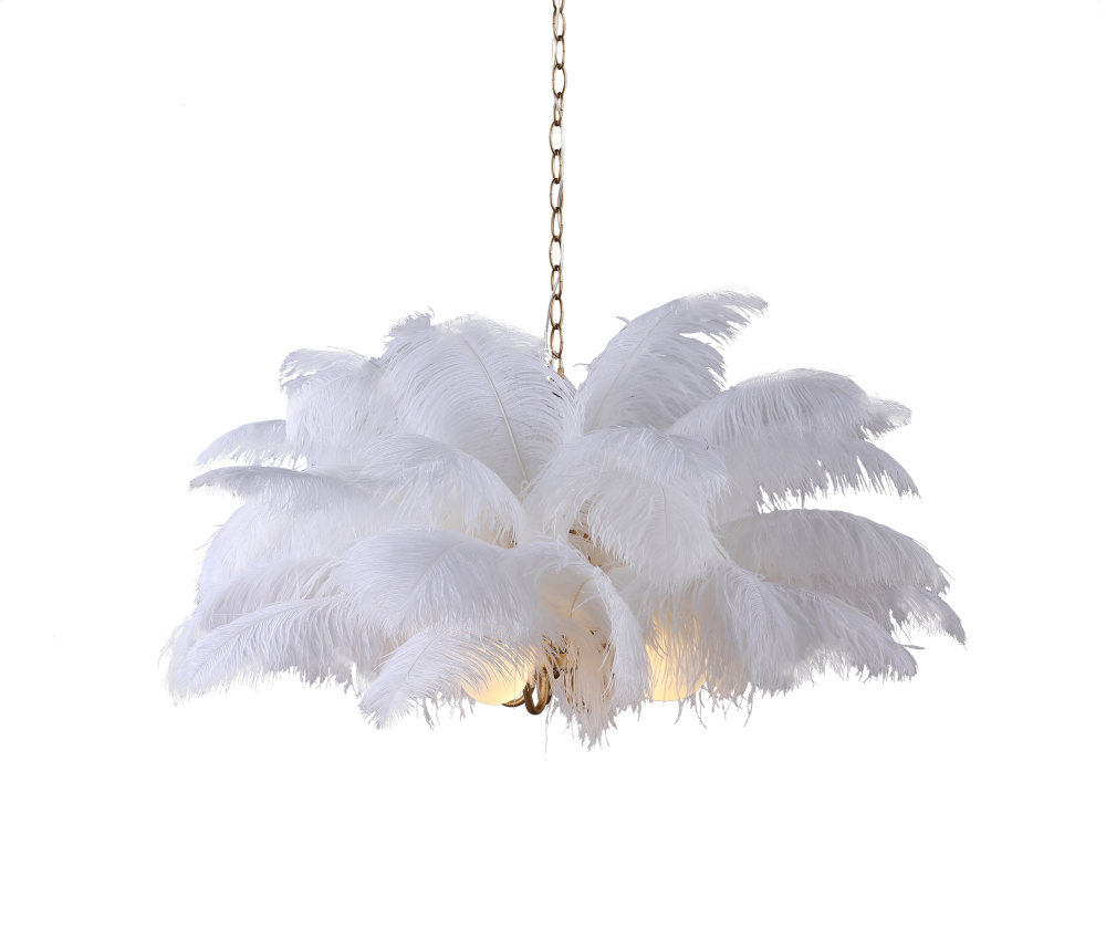 Denali White Feather Chandelier