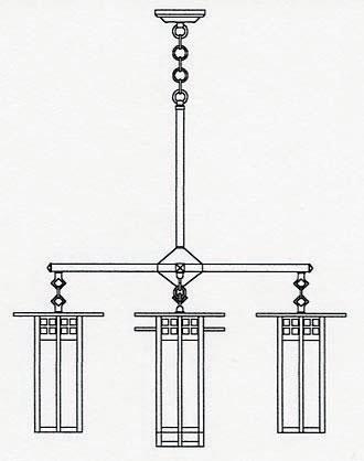 9" glasgow long body 4 light chandelier, center light