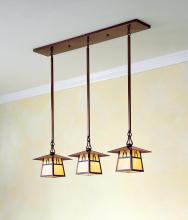 Arroyo Craftsman CICH-8/3ETN-VP - 8" carmel 3 light in-line chandelier without overlay (empty)