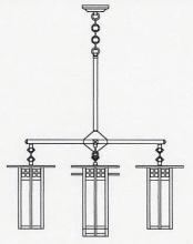 Arroyo Craftsman GCH-9L/4-1GW-AB - 9" glasgow long body 4 light chandelier, center light