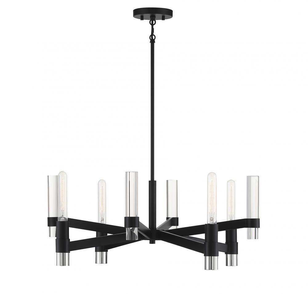 Windamere 4-Light Chandelier in Textured Black with Polished Nickel Accents