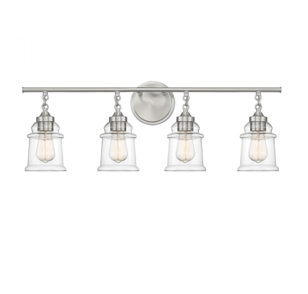 Fuller 4-Light Bathroom Vanity Light in Satin Nickel