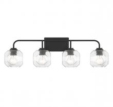 Lighting One US V6-L8-4399-4-BK - Baldwin 4-Light Bathroom Vanity Light in Matte Black