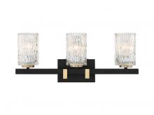 Lighting One US V6-L8-3601-3-143 - Keene 3-Light Bathroom Vanity Light in Matte Black with Warm Brass Accents