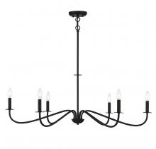 Lighting One US V6-L1-2220-6-89 - Jasmine 6 -Light Chandelier in Matte Black