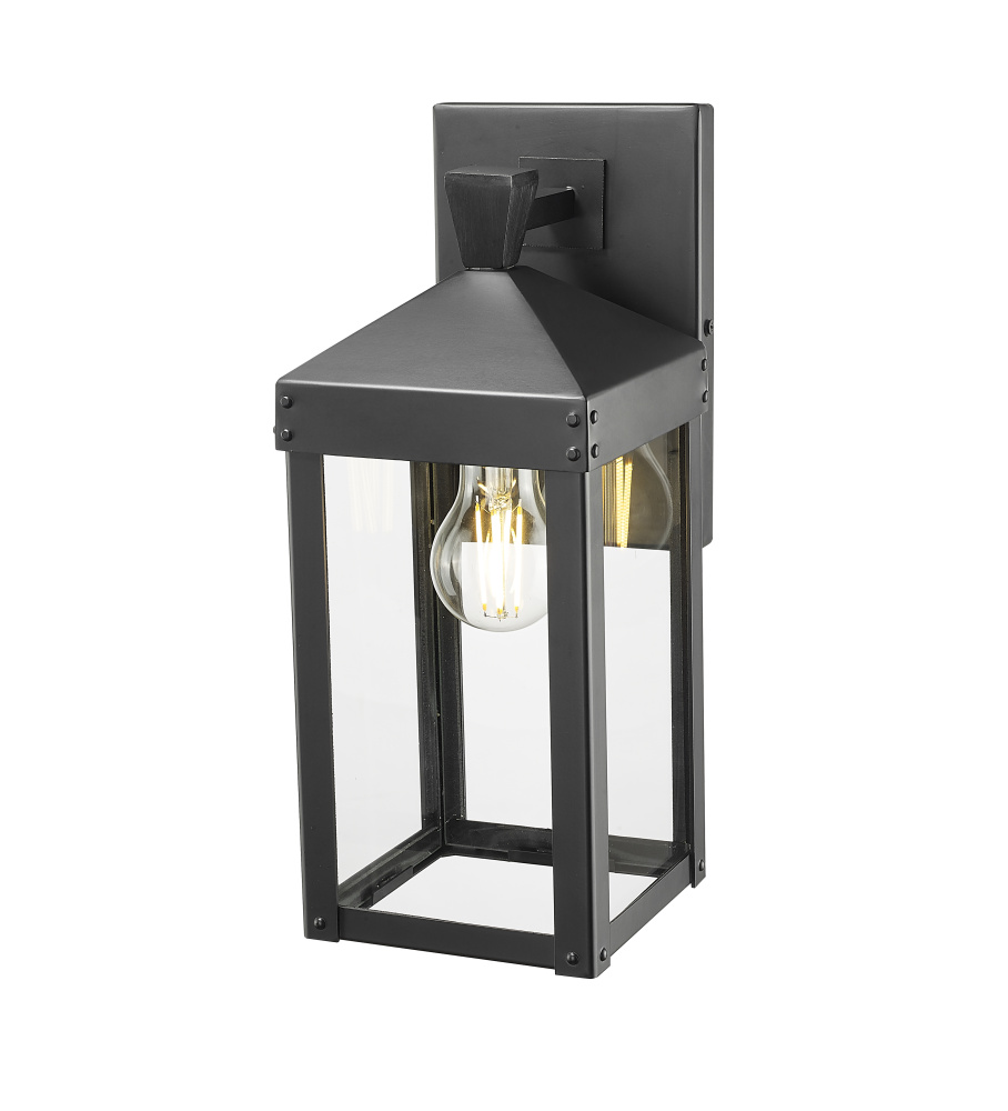 Yates 13.75" High 1-Light Outdoor Wall Sconce - Powder Coated Black