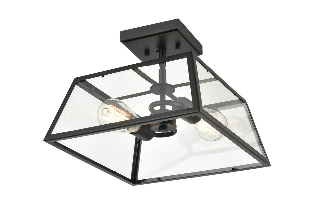 Grant 2-Light Outdoor Flush Mount Powder Coated Black