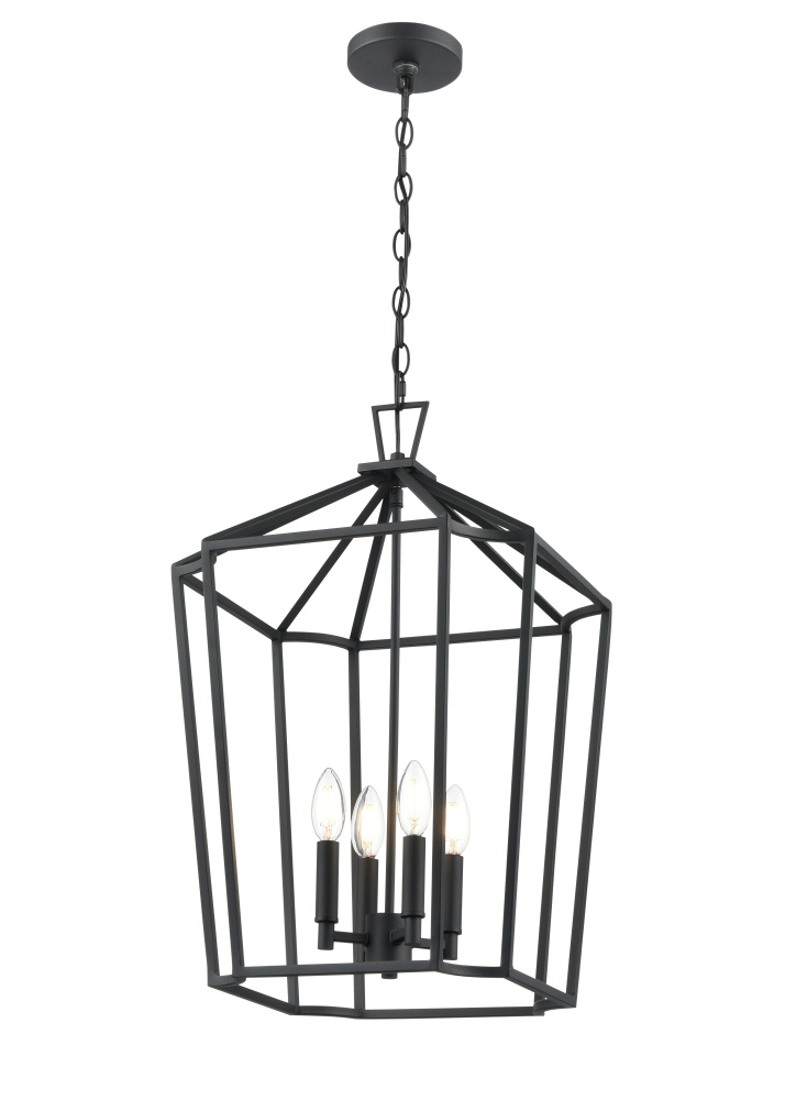 Hylena 15" Wide 4-Light Chandelier - Textured Black
