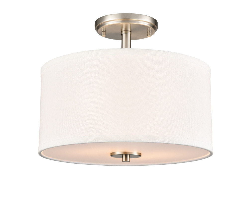 Guyten 13" Wide 2-Light Semi Flush - Brushed Nickel