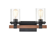 Millennium 3802-MB/WG - Taos 2-Light Vanity Matte Black/Wood Grain