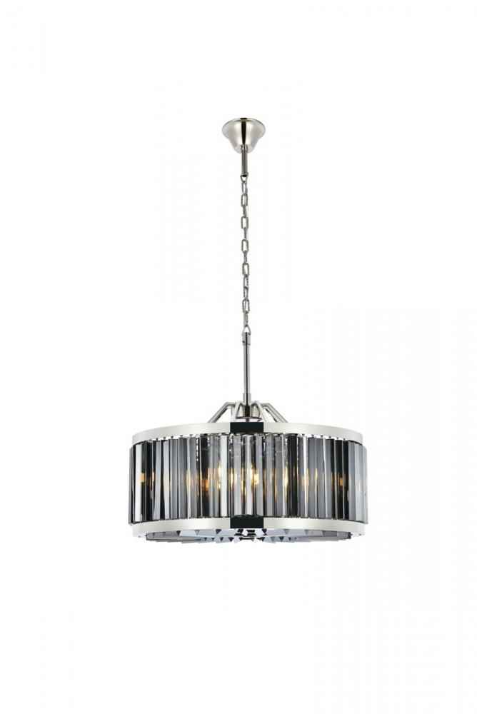 Chelsea 8 light polished nickel Chandelier Silver Shade (Grey) Royal Cut Crystal