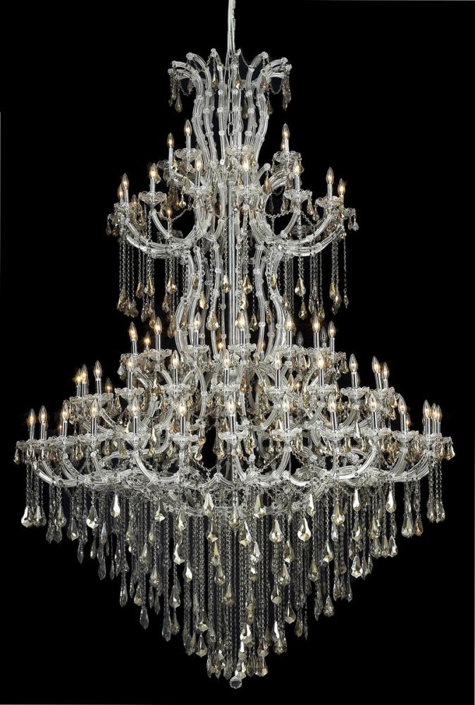 Maria Theresa 85 Light Chrome Chandelier Golden Teak (Smoky) Royal Cut Crystal