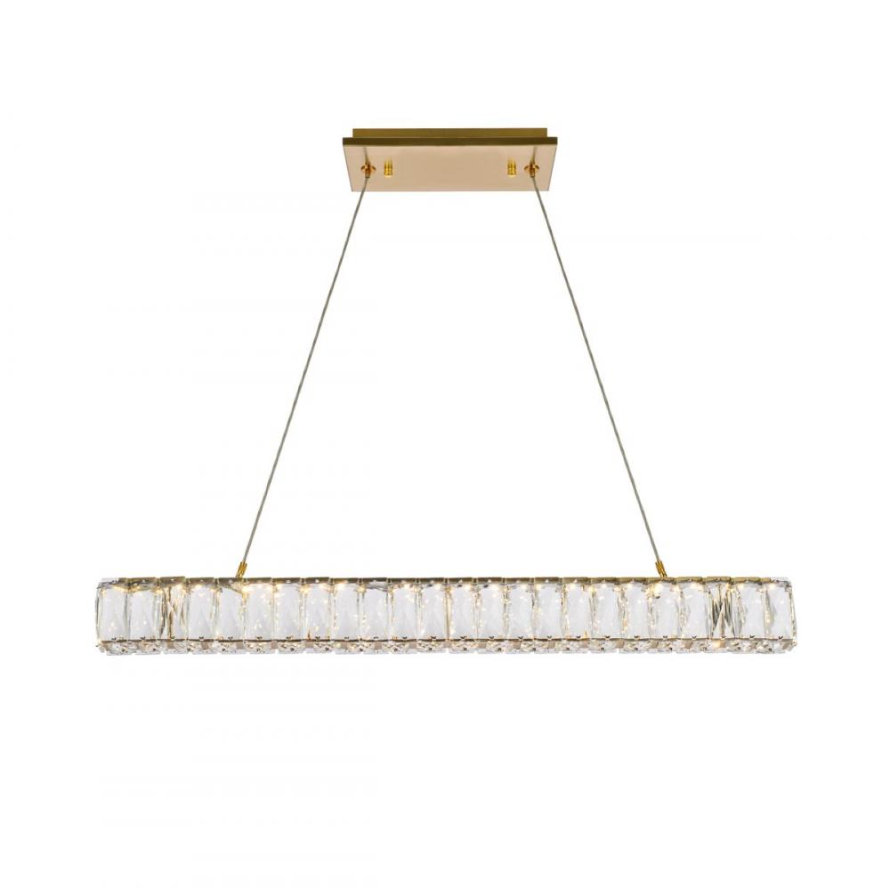 Monroe 31 inch LED linear pendant in gold