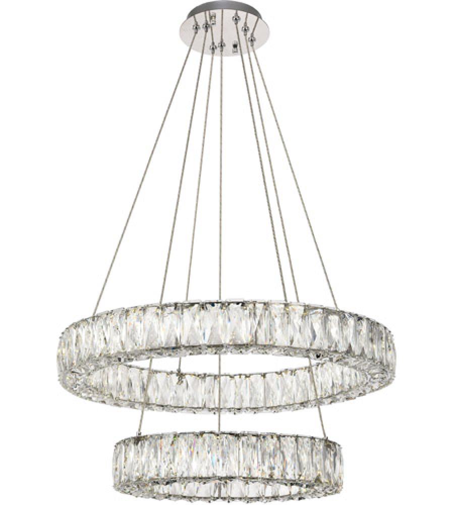 Monroe 28 Inch LED Double Ring Chandelier in Chrome