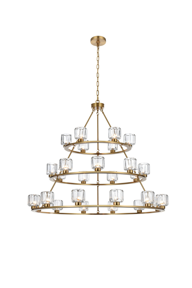 Pendant Light D48"+36"+26" G9 Lt27 40W Satin Gold
