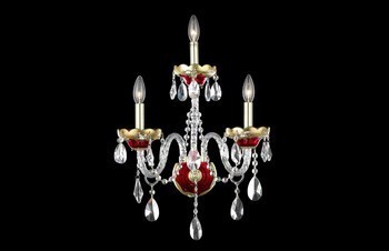 Alexandria 3 light Gold/Red Wall Sconce Clear Royal Cut Crystal